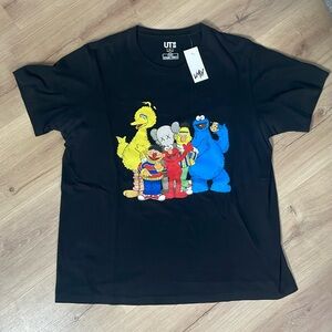 Uniqlo x Kaws Black Sesame Street T-Shirt. Large. Good Used Condition!
